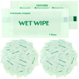 Timgle 300 Pack Individually Wrapped Wet Wipes Bulk Individual Hand Wipes Unscented Wipes Packets, Wet Napkins Clean Hands Quickly for Travel Homeless Restaurant Barbecue Wedding (Green,Green Tea)