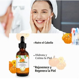Aceite Orgánico de Semilla de Calabaza para el Cabello - Prensado en Frío, 100% Puro y Natural para Cabello Seco, Dañado y Debilitado - Hidratante Nutritivo para Cuero Cabelludo y Piel, Tratamiento Hidratante para Mujeres y Hombres (60ml)