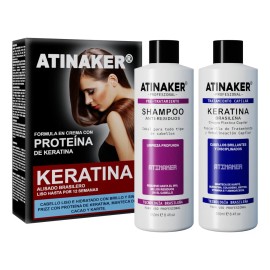 Keratina Brasileña Atinaker Cirugía Capilar +champú Kit250ml