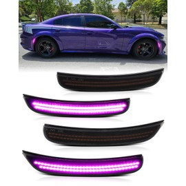 PWOBVZ Pink Purple LED Side Marker Lights for Dodge Charger 2015 2016 2017 2018 2019 2020 2021 2022 2023 2024, Front Rear Bumper Fender Lamps, Smoked Lens 4PCS