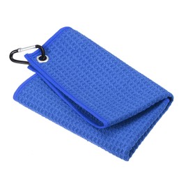 PATIKIL 12"x12" Tri-Fold Golf Towels, Waffle Pattern Towels Soft Fiber Strong Water Absorption with D Clip for Golf Lovers, Dark Blue