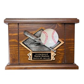 Cremation Urn, Wood Urn, Baseball Urn, Wooden Funeral Urn with Engraving