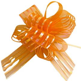 Pull Bows Orange Organza Pull Bow Large 50mm Ribbon Bows for Gift Wrapping Wedding Baskets Bouquet Present Wrapping Flower Boxes Birthday Present Ties Pack of 2