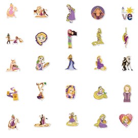 50Pcs Cartoon Tangled Sticker, Cute Waterproof Vinyl Rapunzel Stickers for Water Bottles Tumbler Luggage Skateboard Bumper Scrapbook Mug, Sticker Gift for Kids Teens Adults (Tangled)
