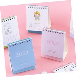 FUNOMOCYA Desk Calendar Cute Cartoon Design Standing Paper Calendar for Students Home Double Wire Binding for Family Friends