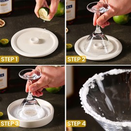 Cosnou Ceramic Margarita Salt Rimmer with Lid Home Bar Accessories for Seasoning - Rimmers for Drinks - Bartender Kit Tools - Bar Decor ，Sugar Salt Rimmer Plate （Hand Make）