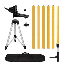 13.8 Ft/4.2M Professional Lasers Level Pole with Tripod and 1/4"-20 Lasers Mount, Adjustable Telescoping Pole with 5/8"-11 Threaded Adapter for Rotary and Line Lasers