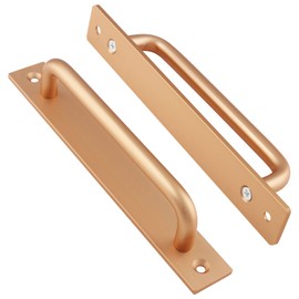 Jiozermi 2 Pack Sliding Barn Door Handle with Plate, 7 Inch Gate Door Handle, Aluminium Alloy Door Pull Handle for Sliding Barn Door Gate Door, Gold