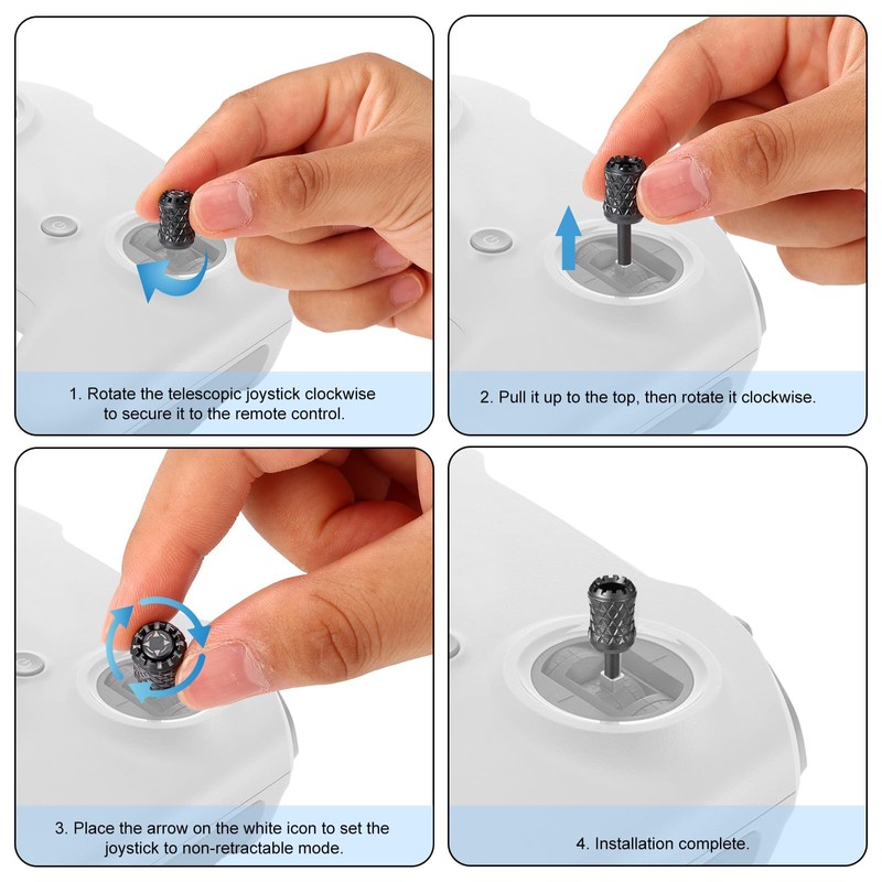 BOXOB 2pcs Retractable Joysticks for DJI RC/RC2/RC PRO 2, Silver