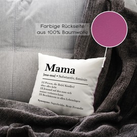 glitzertassen.de® | Mum Definition | Cushion with Saying | Gift | Mother's Day | Cushion with Print | Love | Decorative Cushion | Photo Cushion | Cuddly Cushion | White/Purple