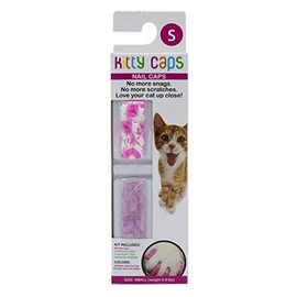 Kitty Caps 40 Count White with Pink Tips & Clear with Pink Glitter Nail Caps, Small