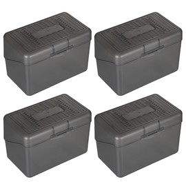 BSTKEY 4 x 6 inch Plastic Index Card Holder Recipe Card Box, Set of 4 Flash Card Case Note Card Box Storage Organizer for 10 x 15cm Index Card Flashcard Recipe, Grey (No Cards)