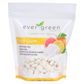 Evergreen Sweets Chewing Gum - 400 Pieces Per Bag - Natural Fruit Gum Made with Xylitol and Stevia - Sugar-Free, Aspartame Free and Vegan