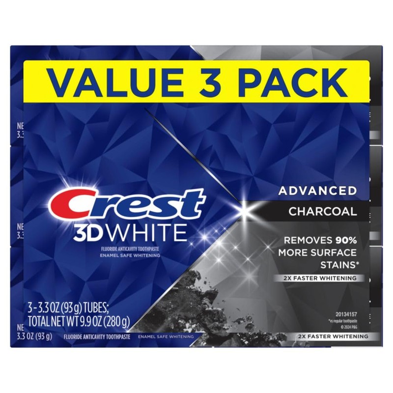 Crest 3D White Advanced Charcoal Teeth Whitening Toothpaste with Fluoride,