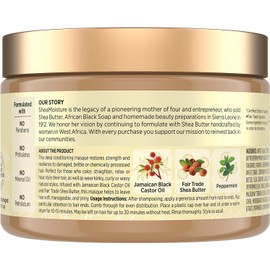 SheaMoisture Productos para El Cabello Rizado, Aceite de Ricino Negro Jamaicano Fortalecer y Restaurar Tratamiento Mascarilla, Mascarilla Hidratante Sin Parabenos para El Cabello para Un Crecimiento S