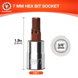 BLACKROBOT 7 mm Hex Bit Socket, 3/8 Inch Drive HW7 Allen Key Socket, Metric, Full Polished, S2 Steel Head Made For Repairing