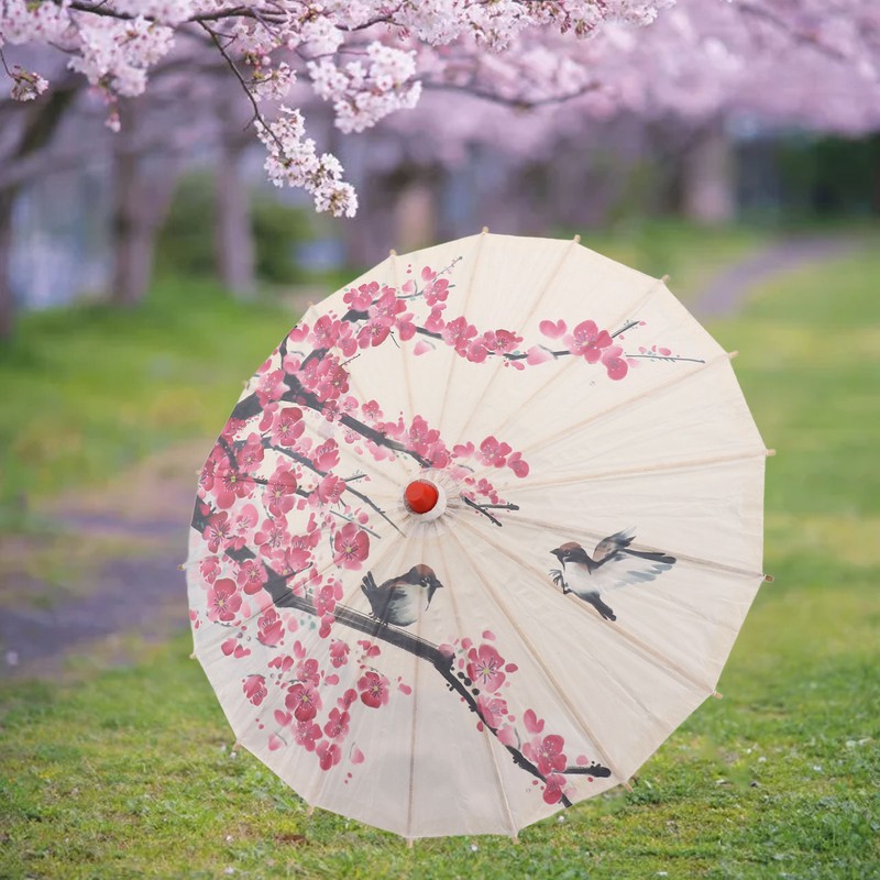 Chinese Oiled Paper Umbrella Handmade Paper Umbrella with Wood Handle