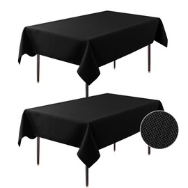 BIFENBI 2 Pack Rectangle Tablecloth - 60x104 Inch - Linen Textured Table Cloth Wrinkle Free Washable Decorative Fabric Table Cover for Buffet Banquet Parties Event Holiday Dinner. Black