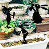 Set 3 Metal Rabbit Garden Stakes Bunny Front Yard Black