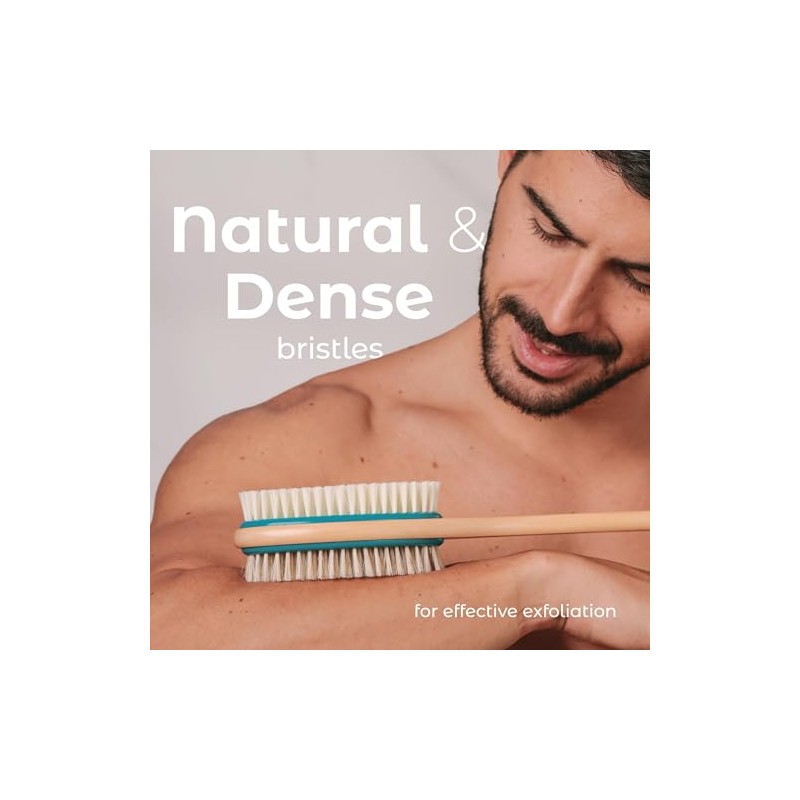 MainBasics Cepillo de ducha de doble cara con mango largo