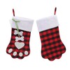 Christmas Stocking Dog Paw Shape Plaid Decorative Gift Bag Christmas