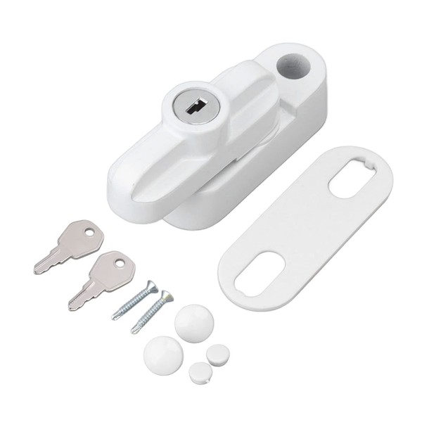 Tissting Window Lock Swivel Latch with 2 Keys, White Aluminium