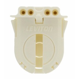 Leviton Medium Base, T8 Only Bi-Pin, Standard Fluorescent Lampholder, Extra-Low Profile, Snap-In or Slide-ON, Lamp-Lock, Quickwire 13652-WP, White