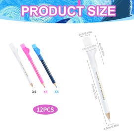 12 PCS Tailors Chalk Pencils with Brush, Fabric Pencil Erasable Sewing Chalk Sewing Fabric Pencils Dressmakers Chalk for Tailor Home Marking and Tracing Crafting DIY Craft Tools (Blue Red White)
