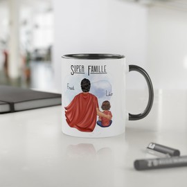 Personalisierbare Tasse mit Vornamen und Illustration – Erstellen Sie Ihren Charakter – originelles Geschenk für Vatertag – Kaffeetasse für Tee, personalisierbar, Superhelden – Geschenkidee für Papa