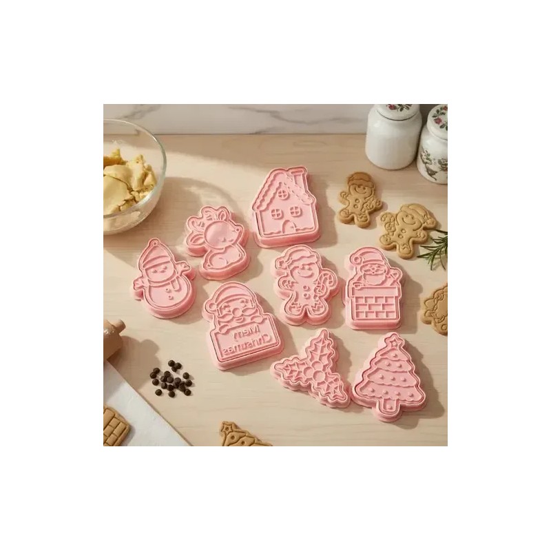 Kit 8 Pzs Cortadores De Galletas Navidad Moldes Repostería