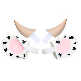 BeamTeam3D Cow Ears and Horns for Headphones, Cute & Fun Decorative Add-Ons for Gaming Headsets, Kids’ School Headphones, Compatible with Most Headphones (White/Pastel Pink/Gal Black)