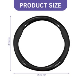 Zikefest Car Steering Wheel Cover, 15 inch Carbon Fiber Steering Wheel Protector, Non-Slip Breathable Steering Wheel Cover, Four Seasons Universal Car Essential (Black)