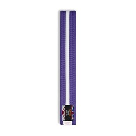 Martial Arts Cotton Striped Coloured Grading Belt - Purple Belt With White Stripe (280cm)