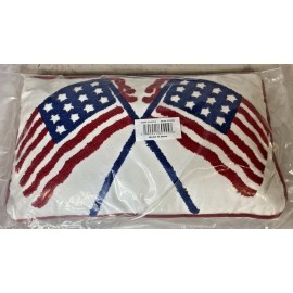 SHEEN TEX NEW & SEALED – DOUBLE USA HOOKED FLAG THROW PILLOW by SHEEN TEX 20” x 12”