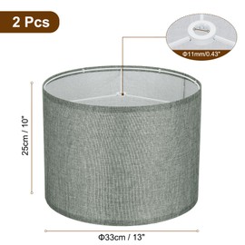 YOKIVE 2Set Drum Lamp Shades for Table Lamps, 13"x13"x10" Linen Lampshade Easy Assembly Lamp Shade(Spider Fitter) for Table Lamps Floor Lamps Bedside, Light Grey