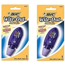 Wite-Out Brand Mini Twist Correction Tape, White, 2 pack (total 2 pcs)