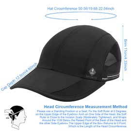 BSBUY Folding Baseball Cap, UPF50+ Collapsible Running Man Hat, Waterproof Sun Protection Cap, Quick Dry Sport Cap Adjustable Breathable Sun Hat Visors, Summer Cap Hat for Outdoor Activity(Black)
