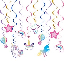 WERNNSAI Unicorn Hanging Swirls - 21PCS Rainbow Unicorn Birthday Decorations Ceiling Streamers for Girls Birthday Party Supplies Unicorn Theme Hanging Decor