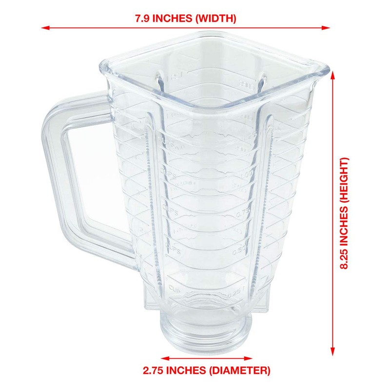 5-Cup Square Top 6-Piece Plastic Jar Replacement Set compatible with