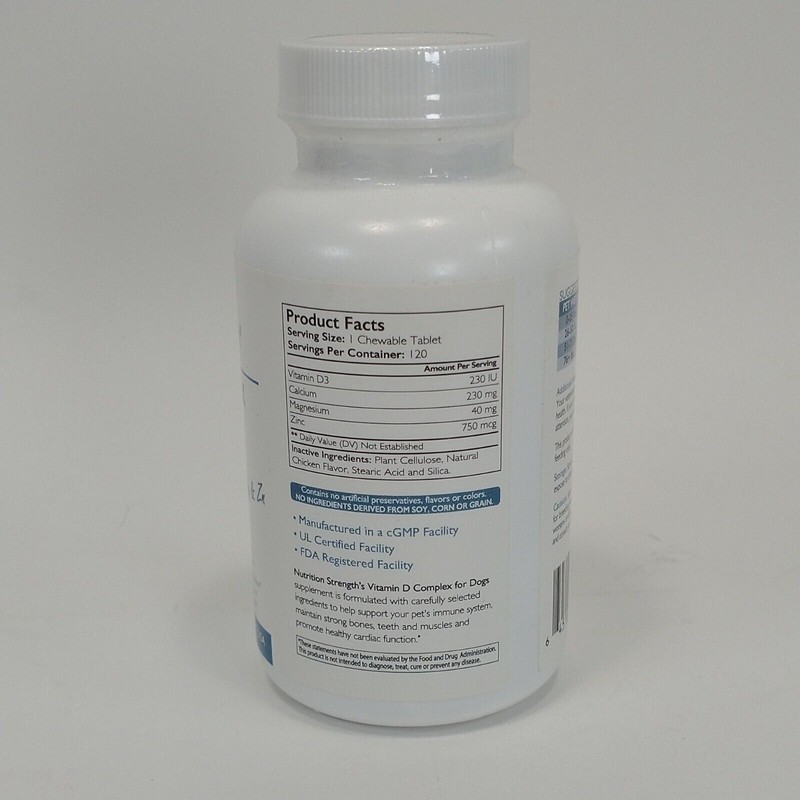 Nutrition Strength Vitamin D Complex Supplement for Dogs 120 Tablets