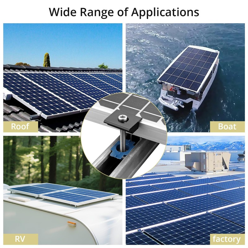 Anbte 10pcs Solar Panels Mid Clamps for Unistrut, Aluminium 1.37"
