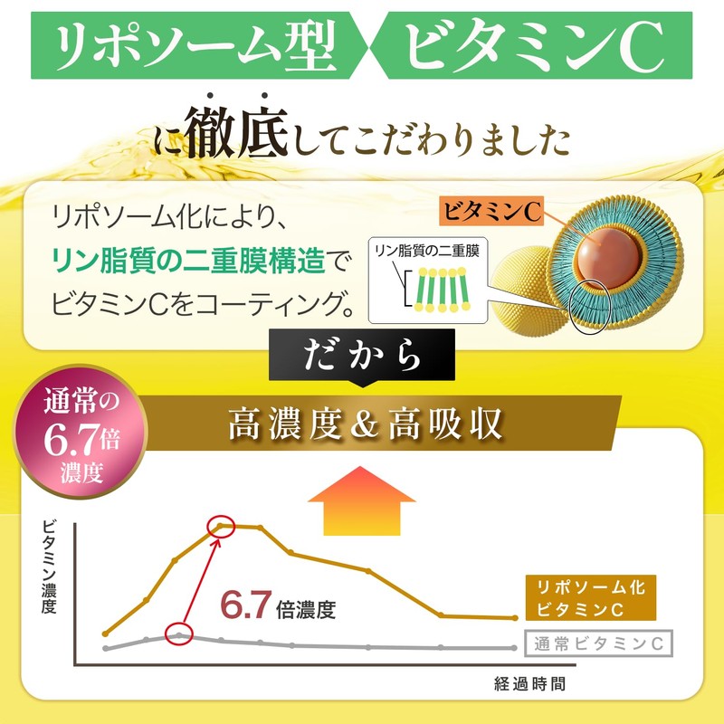 リポソームビタミンCプラチナム 高濃度1200mg配合 タイムリリース サプリメント 国産 120粒 30日分 ORIHAS