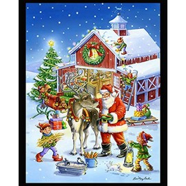 Ready Rudolph by Rose Mary Berlin - Christmas Digitally Printed Panel Fabric - Santa Elves Reindeer - 100% Cotton