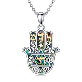 MEIDERBO Hamsa Star Of David Necklace 925 Sterling Silver Spiritual Amulet Pendant Yhvh Yhwh Jehovah Yahweh Chai Hebrew Jewish Jewelry Gifts for Women Men