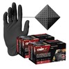 GRIPXX Herkules Grip Heavy Duty 8Mil Black Nitrile Gloves,3D Raised