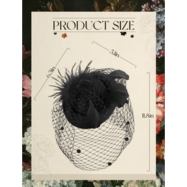 VEKDA Fascinators Hats for Women Church Cocktail Tea Party Headwear with Veil Feathers Derby Hats for Women Black