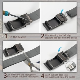 FEFLO Men's Ratchet Belt with Automatic Buckle, No Hole Adjustable Belt for Suits and Jeans