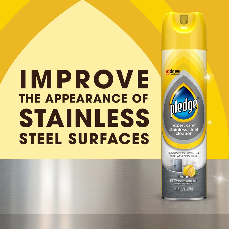 Pledge Pledge Stainless Steel Cleaner Spray, Lemon Zest, 1 Aerosol