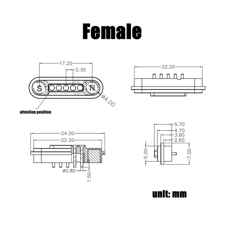 1Pair Magnetic Pogo Pin Connector, 2P/3P/4P/5P/6P/7P/8P/9P/10P/12Pin DC Power Male+Female Socket,