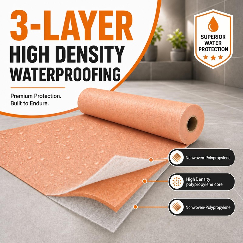 Professional Waterproofing Membrane for Shower, 3.8Ft x 33Ft (125 Sq